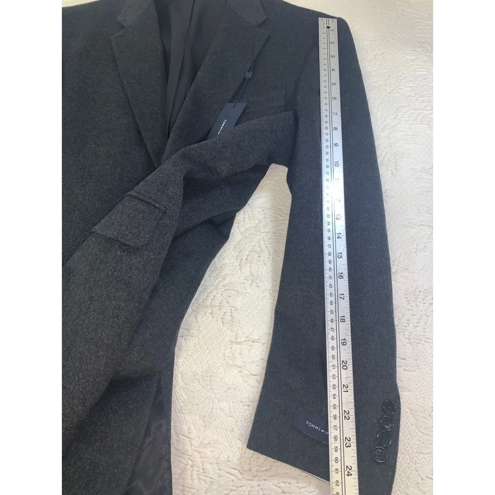 Tommy Hilfiger Mens Blazer Charcoal Gray Heather Two Button Sport Coat Jacket